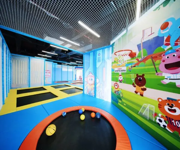 Children exploring a themed play area