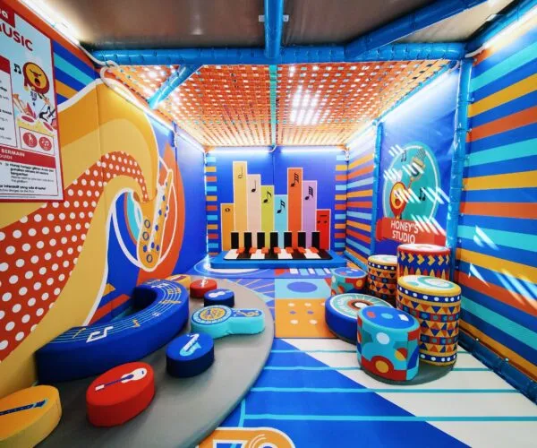 Excited kids on an indoor playground